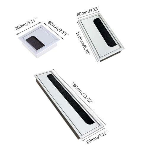 Aluminium Square Rectangle Desk Computer Wire Cable Outlet Insert Hole Cover - Afbeelding 8 van 10