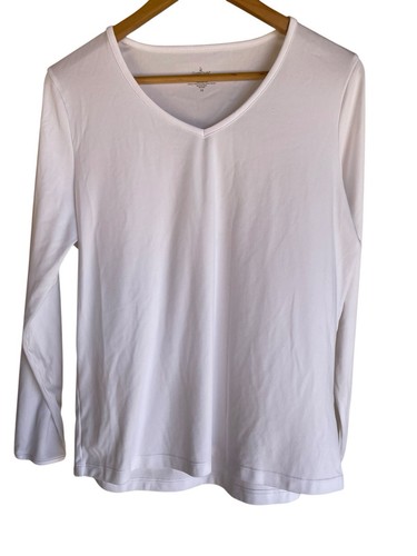 Cuddl Duds Womens Sz 1X Top White V Neck Long Sleeve - Bild 2 von 6