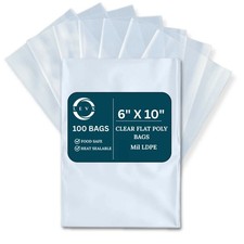 4 MIL Size 6" X 10" 100–1000 Packs LDPE Clear Flat Poly Bag, Open Top Package