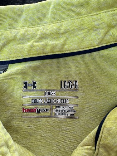 Under Armour Heatgear Men’s Loose Fit Polo Size L Yellow Striped, Casual Golf - Bild 5 von 5