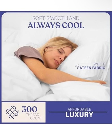 Cooling Pillowcases Size, 100% Cotton, Machine Washable, Breathable, Set Queen - Picture 2 of 3
