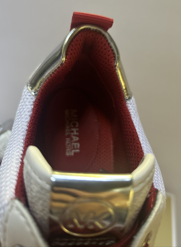 🐼💦 Michael Kors 🐼💦Size 6 🐼 Wilma Trainer Nappa White Red Sneaker Shoes 🐼SR - Picture 8 of 15