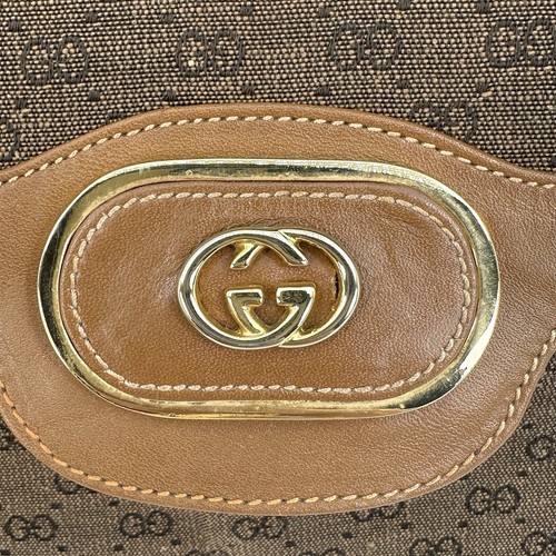 GUCCI Bolso de Hombro Micro GG PVC Marrón Oscuro Marrón Cuero Auténtico - Imagen 17 de 24