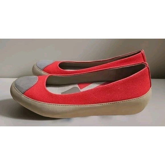 Mocasín alpargata de ballet FITFLOP BIOMIMETIX cuero coral lona mujer talla 7 V02 Foto 2 de 4