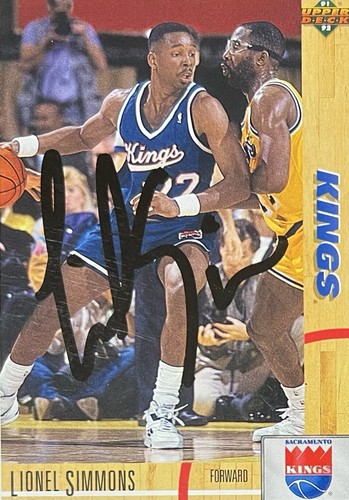 Tarjeta de baloncesto Lionel Simmons autografiada 1991-92 cubierta superior # 375 Kings - Imagen 3 de 5