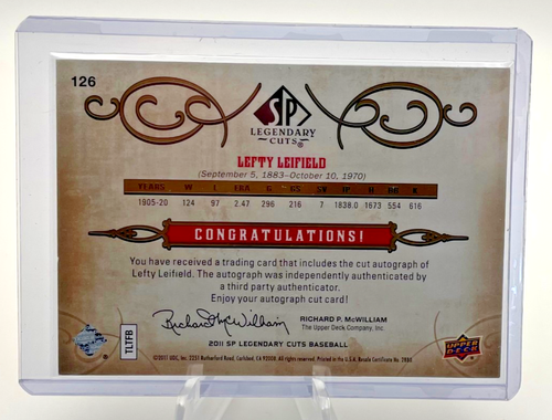LEFTY LEIFIELD 2011 SP Legendary Cut Signatures Pirates Autograph #d /9 Auto - Picture 4 of 4