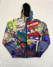 Nickelodeon Members Only Rugrats Jacket Mens XL Hooded Full Zip Quilted Lined