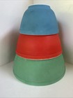 (3) Vintage Pyrex 1940s Primary Colors Nesting Bowls T.M. REG U.S. PAT. OFF — photo 3