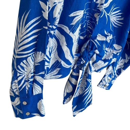 Panama Jack Royal Blue and White Hawaiian Button Up Linen Shirt - Large - Picture 5 of 5