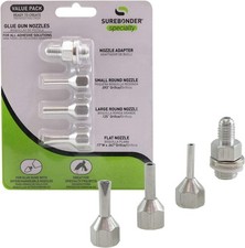 Interchangeable Hot Glue Gun Nozzles - 4 Pack Includes Adapter, Small Large