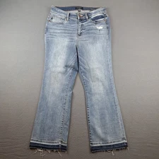 Judy Blue Cropped Boot Jeans Women's Size 11/30 (Fits 31x26) Raw Hem Distressed