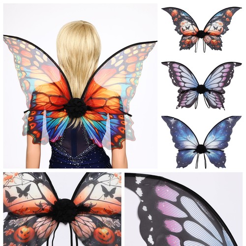 Ala delle Fate Donna Ragazze Lucide Ali di Farfalla Cinghia Elastica Puntelli Cosplay 1pz - Foto 3 di 31