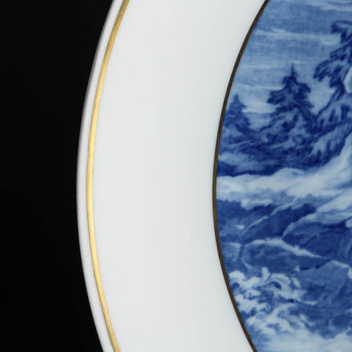 Meissen Wandteller Frau 3 Kinder Winter Weihnachten Blau Gold - Imagen 5 de 7
