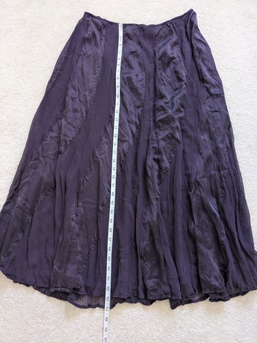 Gharani Strok Vintage 90s UK12 Silk Midi Skirt Burgundy 100% Seide A-Linie Plissee - Bild 8 von 8