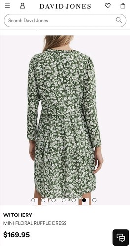 Witchery Green Mini Floral Ruffle Dress 4 - Picture 3 of 10