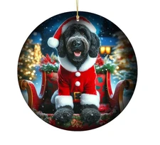 Labradoodle Christmas Tree Porcelain Ornament