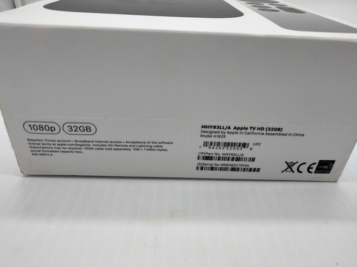 Apple TV HD 32GB 2nd Gen MHY93LL/A A1625 w/ Remote 1080p new - Picture 3 of 3