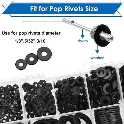 320 Stck. Schwarz Popnietscheiben Sortiment 1/8+5/32&quot;+3/16&quot;,  - Bild 4 von 6