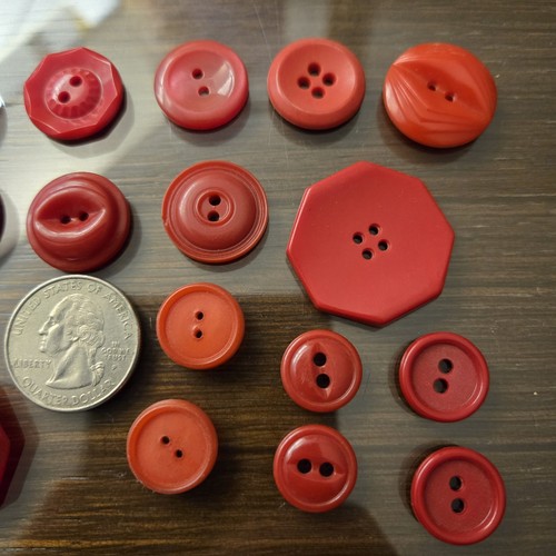 20 Antique Vintage Celluloid Plastic RED Sewing Buttons - Picture 3 of 7
