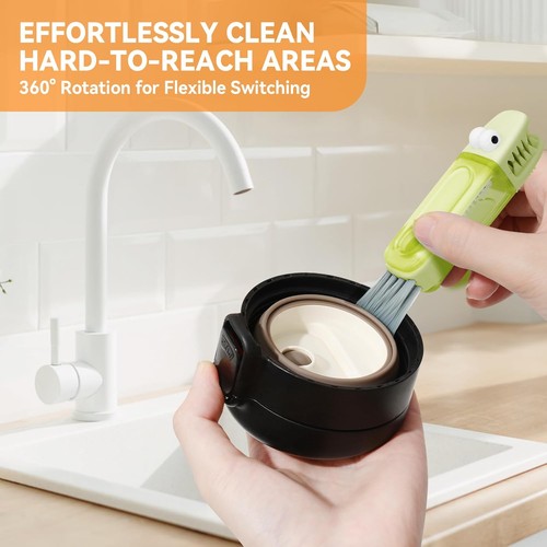 3 in 1 Cup Lid Gap Cleaning Brush Set, Multifunctional Bottle Cleaning Brush, Si - Picture 3 of 11