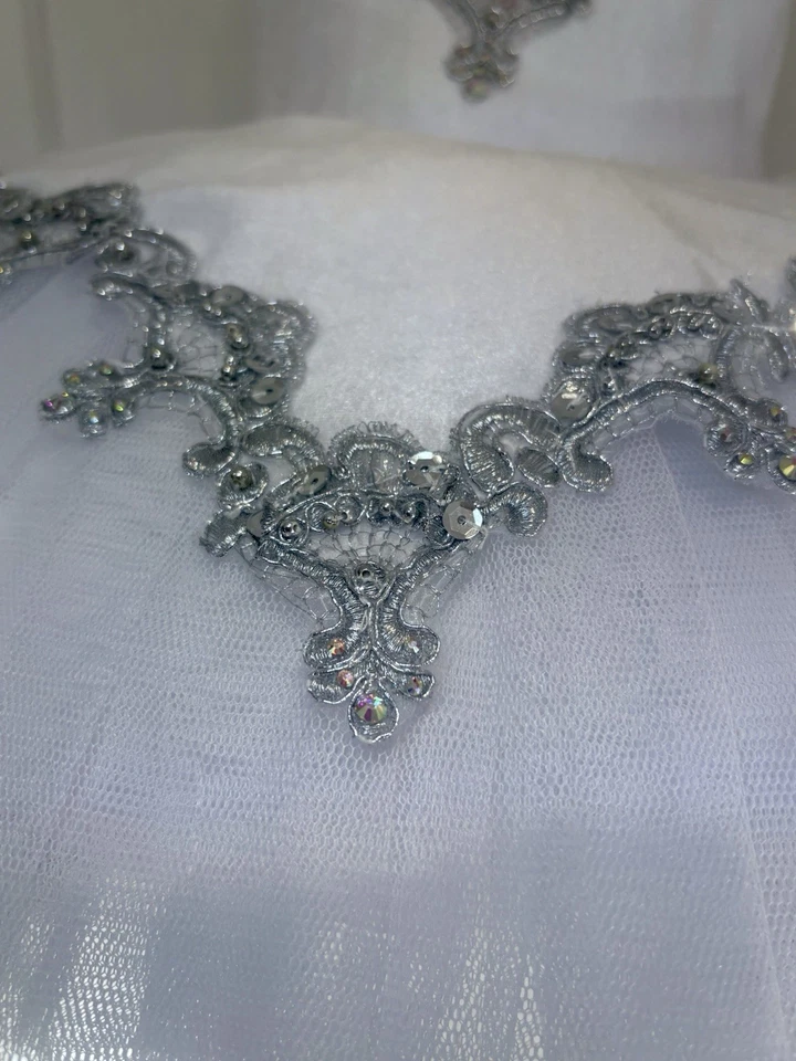 Age 9-11 Pancake Tutu for Ballet White and Silver Hand Finished Dance Costume - Image 4 of 4