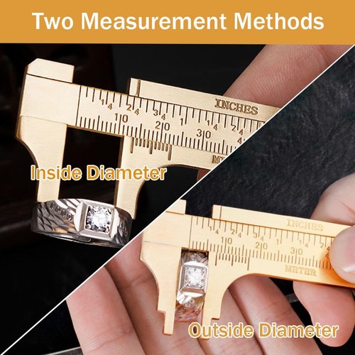 Brass Pocket Caliper with Double Scale Sliding Gauge Bead Measuring Tool Mill... - Picture 5 of 9