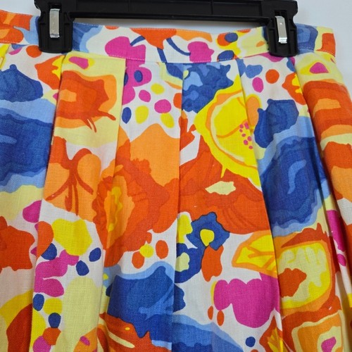 Liz Claiborne New York mehrfarbig Blumen Plissee A-Linie Leinen Rock Gr. 4 Vintage - Bild 6 von 8