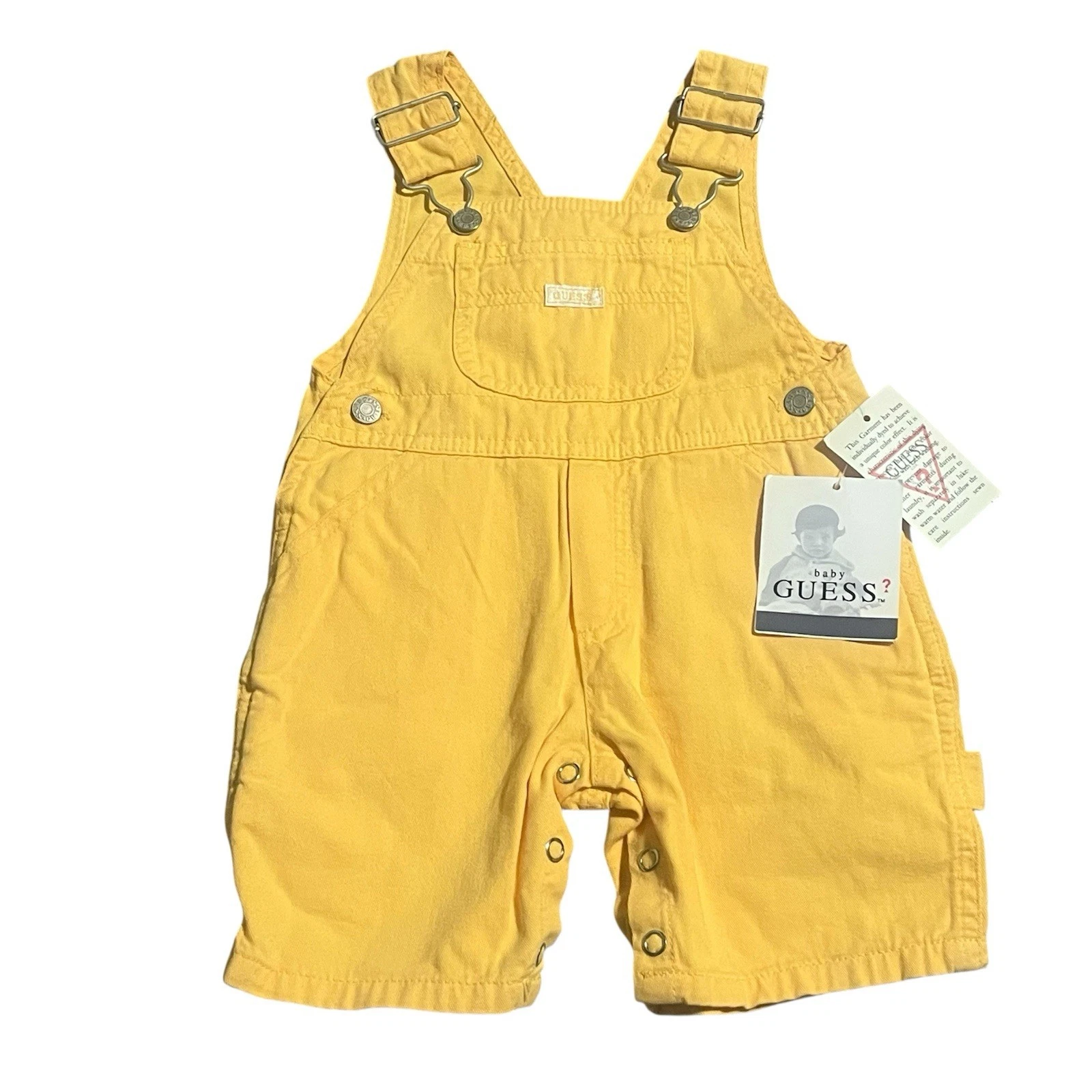 Vtg 90s NWT Baby Guess Newborn Gold Overalls, 9M Denim Jean Shorts USA made NEW