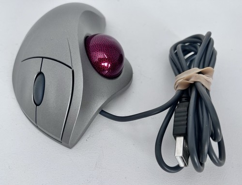 Logitech T-BB18 Trackman Wheel Mouse Red Marble Optical USB (Tested & Works) - Picture 3 of 4