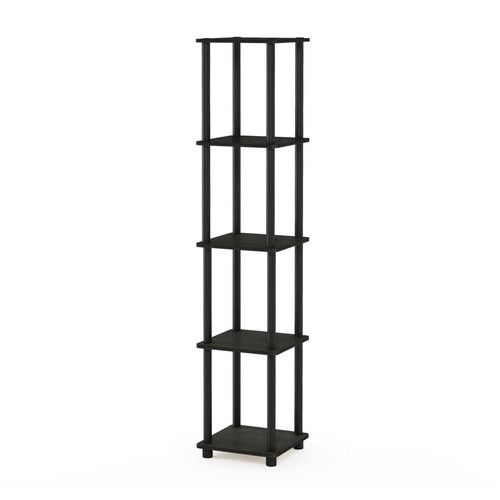 Corner Bookshelf 5 Tier Storage Rack Space Saving Wood Espresso 58 In Tall - Picture 6 of 6