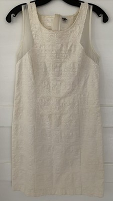 Pimkie Dress Size ? Cream Textured Fabric W/tulle Inserts Sleeveless Vintage