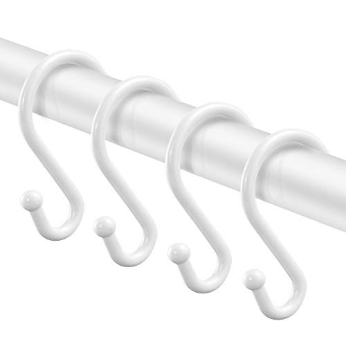 Metal Shower Curtain Hooks,Set of 12 Rings,Rust Resistant S Shaped 12pcs White - Bild 1 von 6