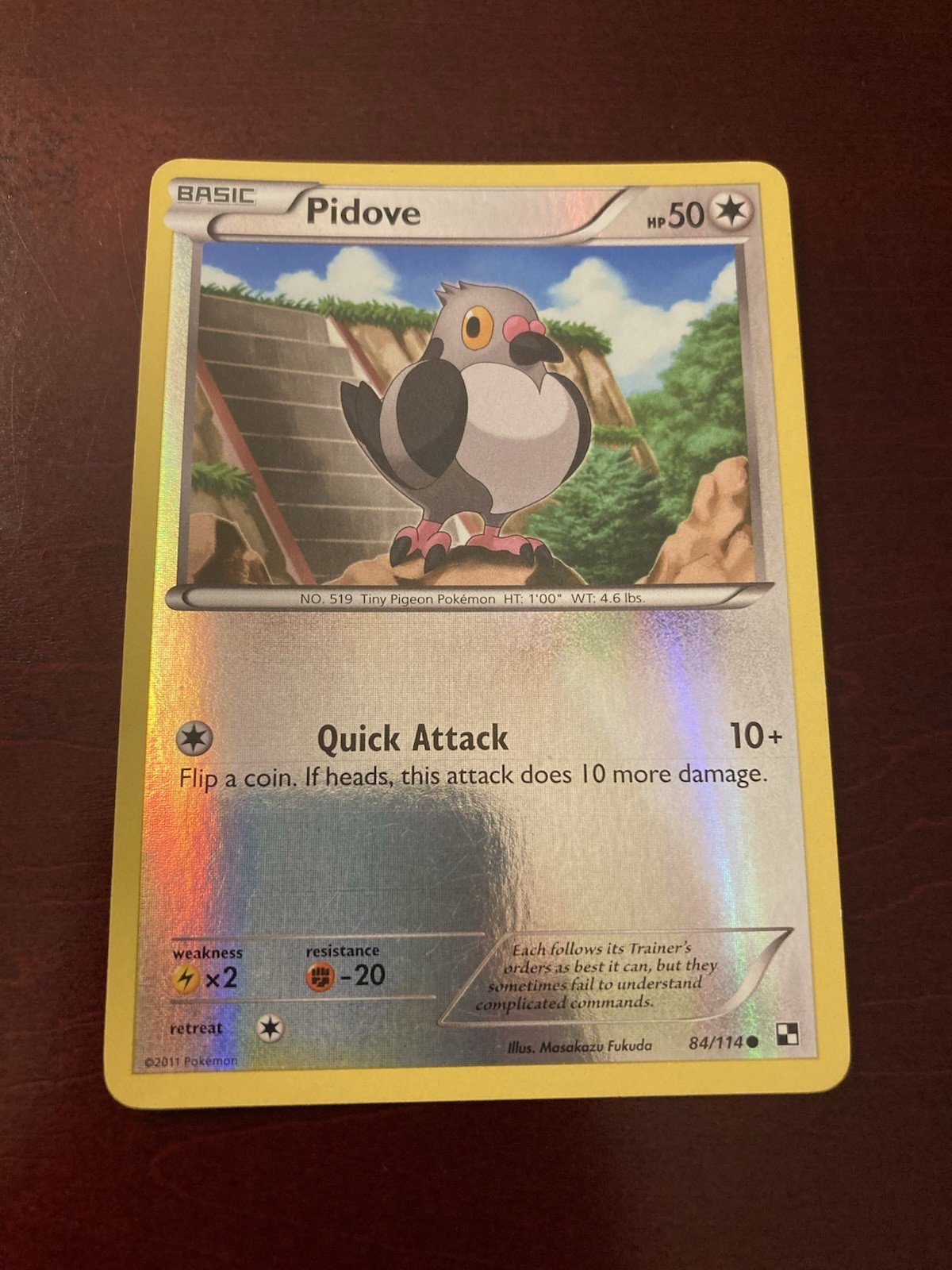 Pidove 84/114 Reverse Holo Common Black and White Pokemon TCG Card