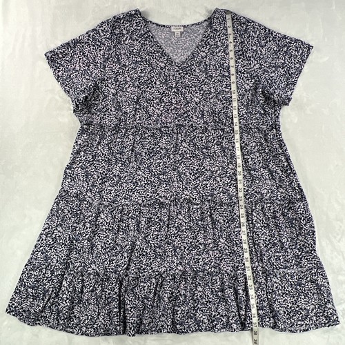 J. Vestido Crew Niveles Para Mujer 3X Azul Blanco Floral Viscosa Manga Corta Mini - Imagen 11 de 18