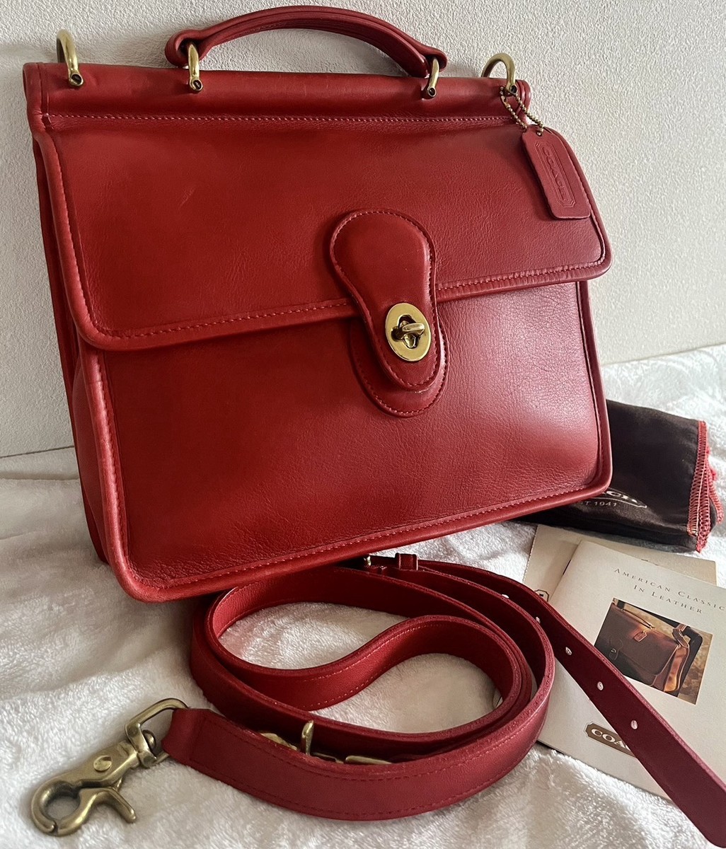 Vintage COACH WILLIS Red Leather Top Handle Crossbody