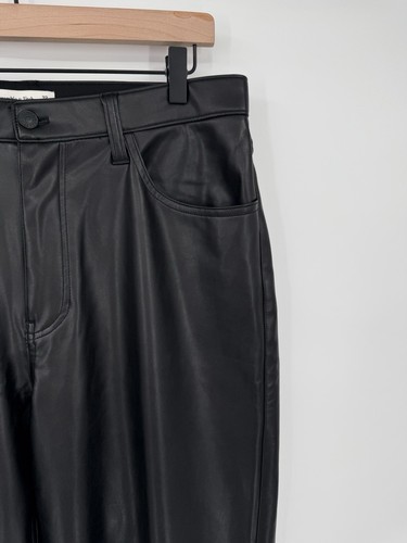 Abercrombie & Fitch Hose Damen 32/14 schwarz veganes Leder hoher Bund Relaxed Fit - Bild 4 von 11