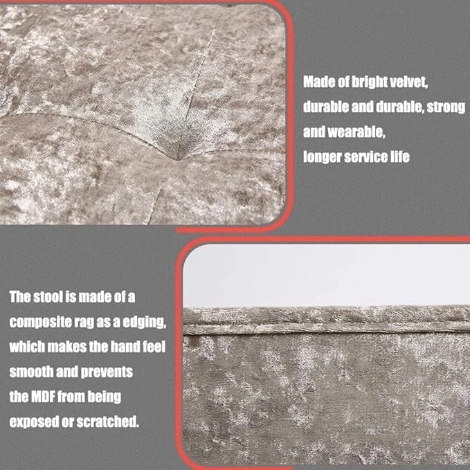 Luxury Crushed Velvet Ottoman Storage Box Foldable Padded Seat Bench Toy Chest - Image 3 of 4