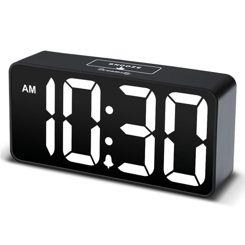 Small Digital Alarm Clock for Bederoom Large Big Numbers Display with Brightn