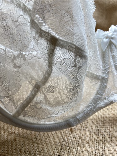 New Balconette Black Underwire Bra ROSME White Lace Floral Print US 40G - Picture 2 of 8