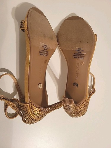 Thalia Sodi Demi Embelished Dress Sandals Gold Metallic Size 8.5M New $99 - Picture 10 of 17
