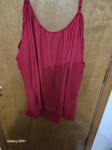 Torrid 6X Georgette tiefe V-Spitze Cold Shoulder Narr rote Bluse oder Nachthemd - Bild 4 von 6