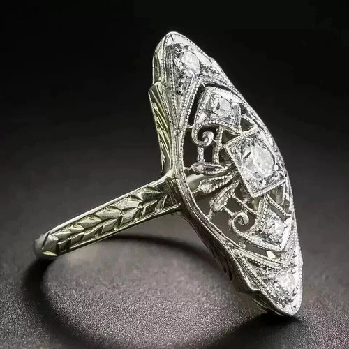 2.5Ct Art Deco Style Lab-Created Diamond Any Party Wear Ring 14k White Gold FN - Picture 2 of 10
