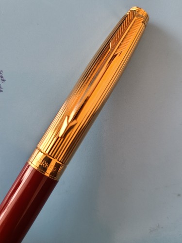 PARKER 75 CUSTOM FOUNTAIN PEN 14K SOLID GOLD NIB NEAR MINT - Picture 14 of 19