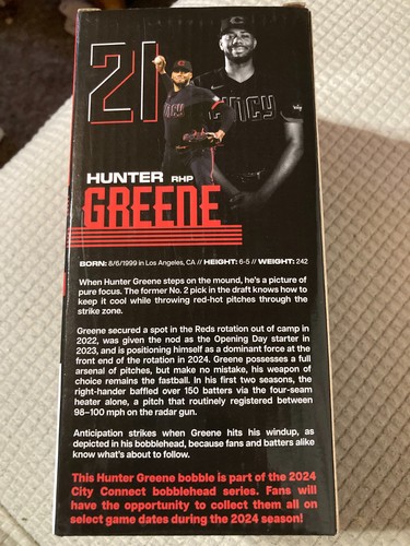 Hunter Greene 2024 City Connect Bobblehead Series - New in Box - Picture 3 of 3