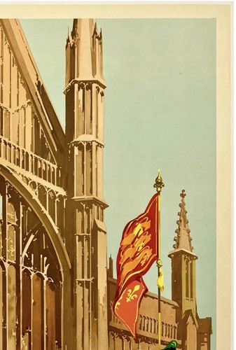 Original Vintage Poster WINCHESTER SEE BRITAIN BY TRAIN Rail British Travel OL - Picture 3 of 5