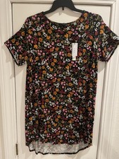 T Tahari Women’s Casual Black Floral T-shirt Dress. Size 1X. NWT
