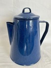 Vintage Blue Speckled Enamelware Metal Stovetop/Camping Coffee Pot Rustic — photo 2