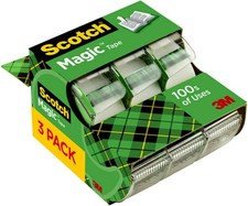 Scotch Magic Tape, 3 Dispensered Rolls, Numerous 3/4 Inch, Clear 