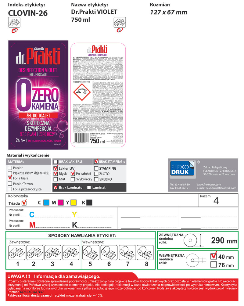 5903855501423 el do toalet drPrakti WC ZERO KAMIENIA Violet 750 ml CLOVIN SA 3190₽