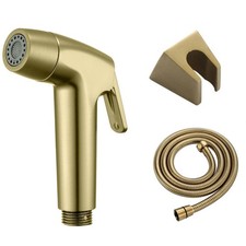 Brushed Gold Plastic Two Ways Bidet Sprayer Set - 1.5m Hose SUS Wall Holder